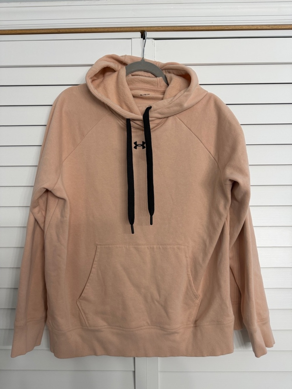 Under Armour Peach Pullover Hoodie with Black Drawstrings
